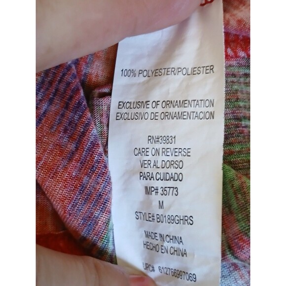 Democracy Top Womens Red Multicolor Dolman Sleeve Size Medium‎ Casual - Picture 15 of 15